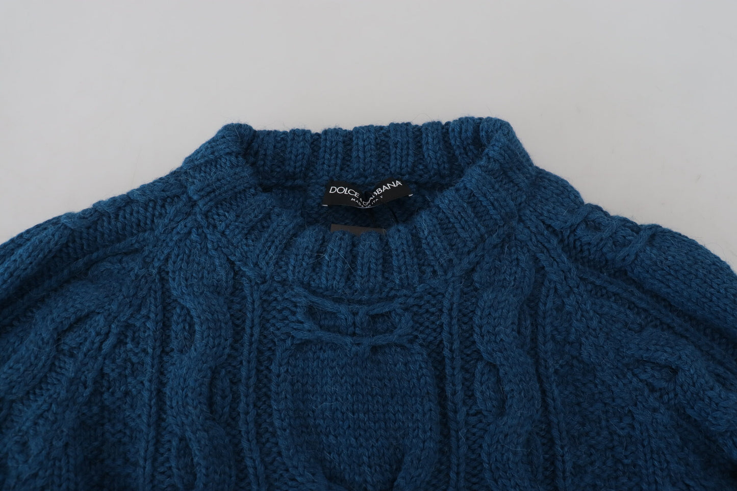 - Elegant Blue Crewneck Sweater