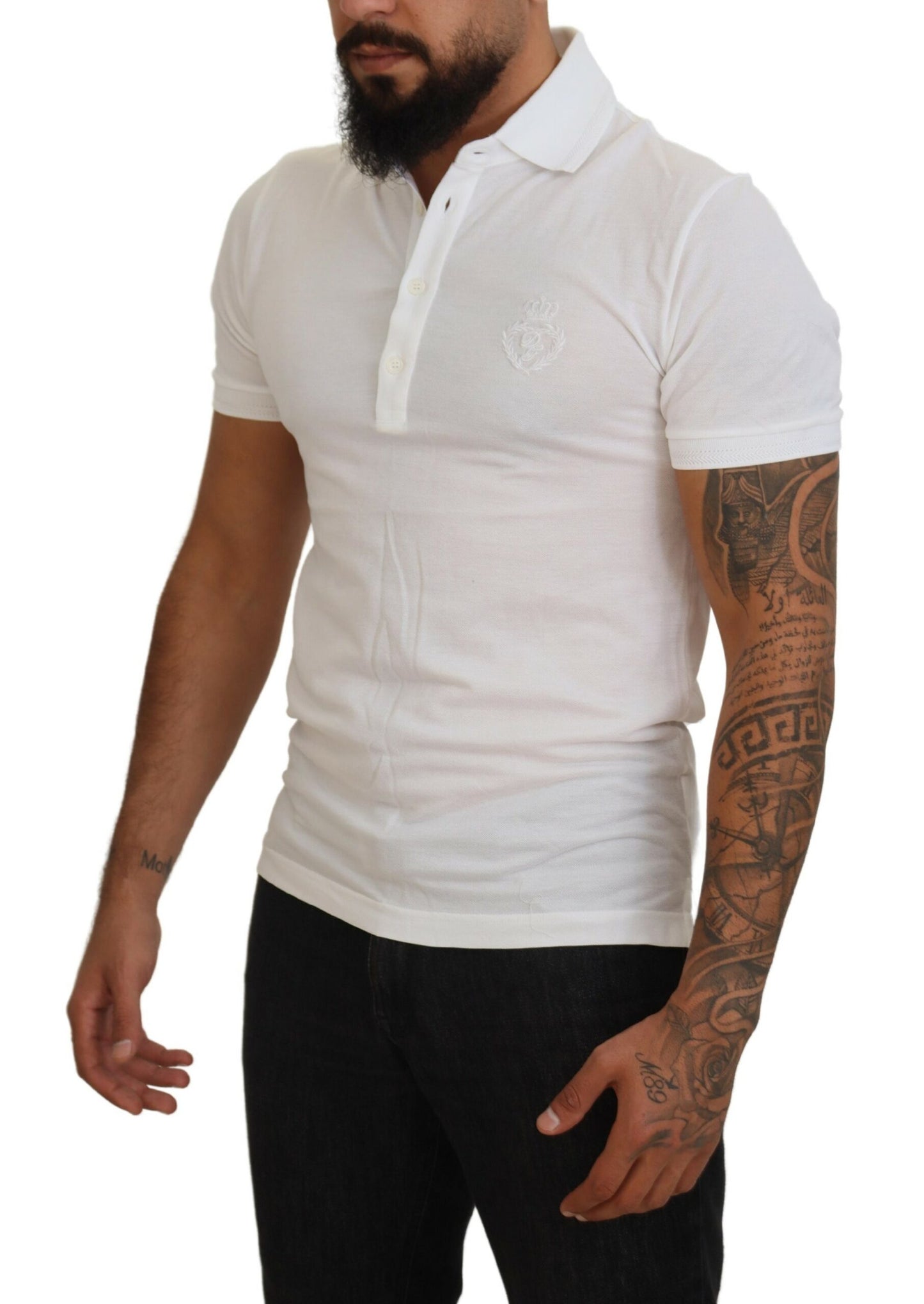 - Elegant White Cotton Blend Polo