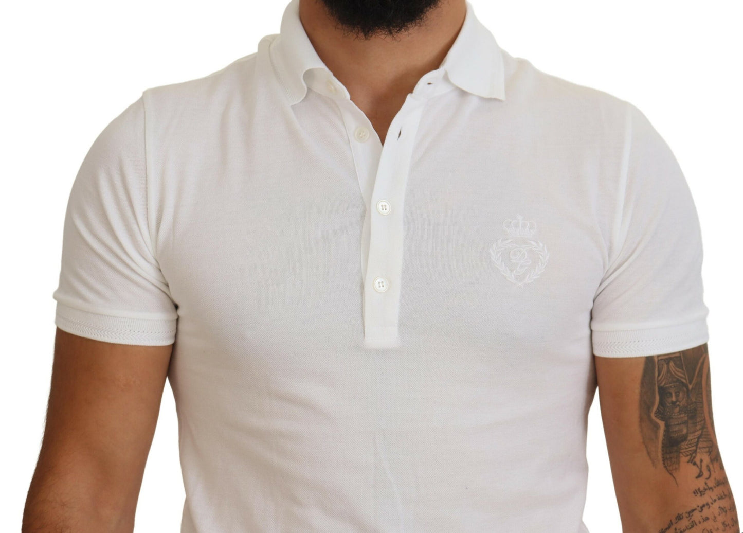 - Elegant White Cotton Blend Polo