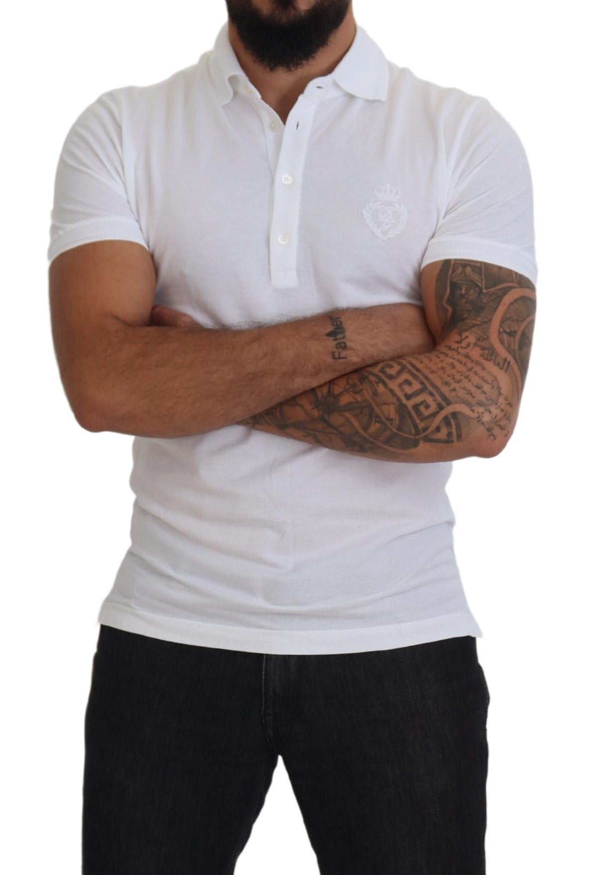 - Elegant White Cotton Blend Polo