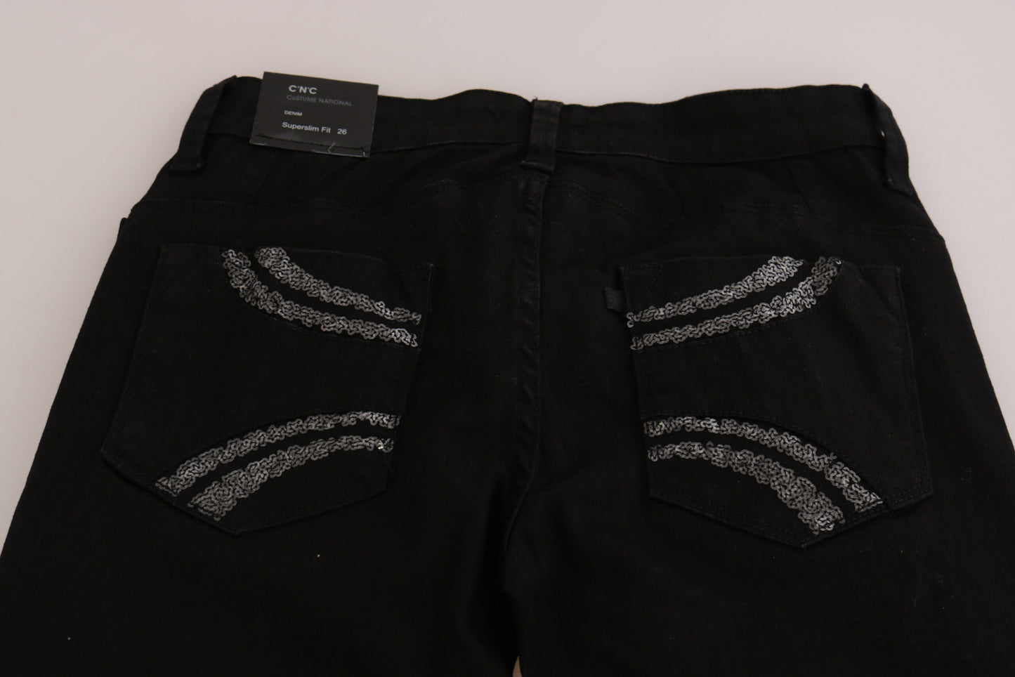 - Elegant Black Mid Waist Slim Fit Jeans