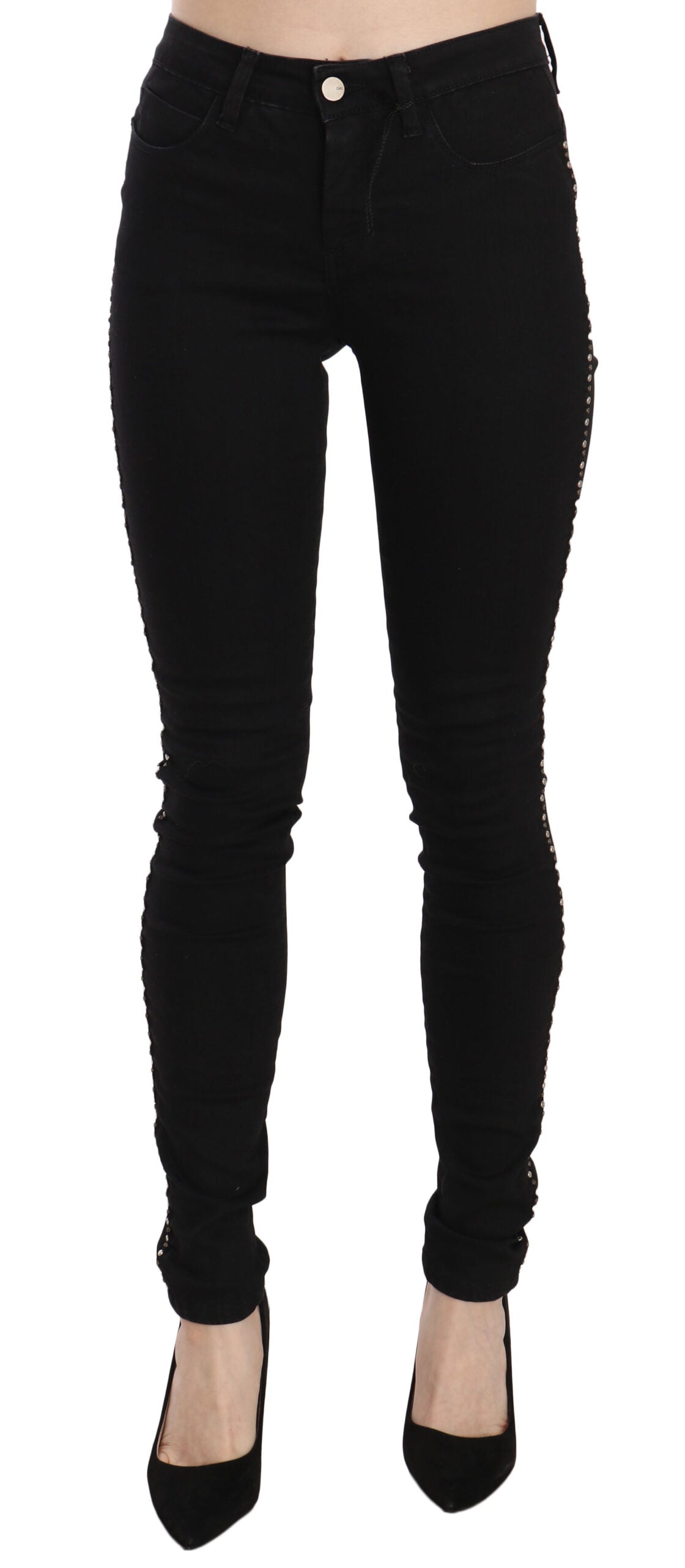 - Chic Mid Waist Skinny Black Denim