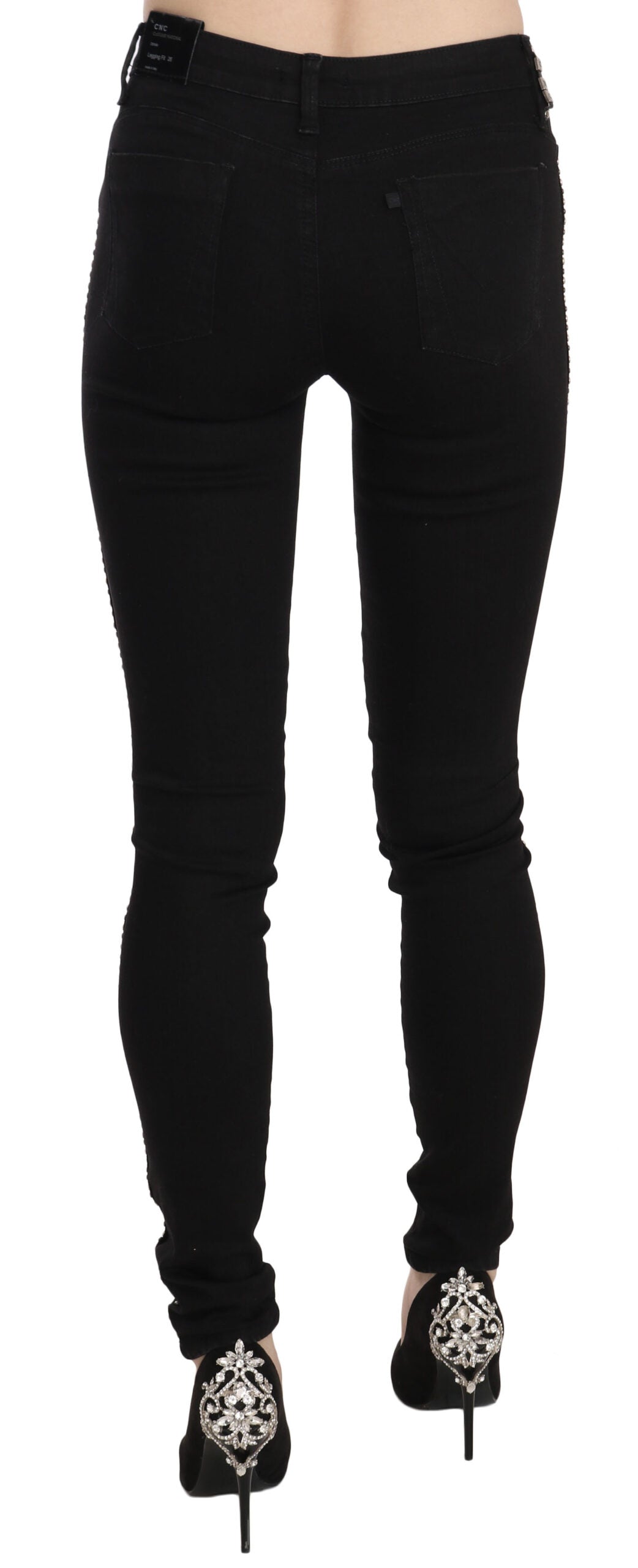 - Chic Mid Waist Skinny Black Denim