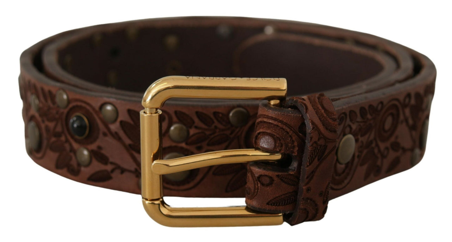- Elegant Leather Belt with Engraved Buckle