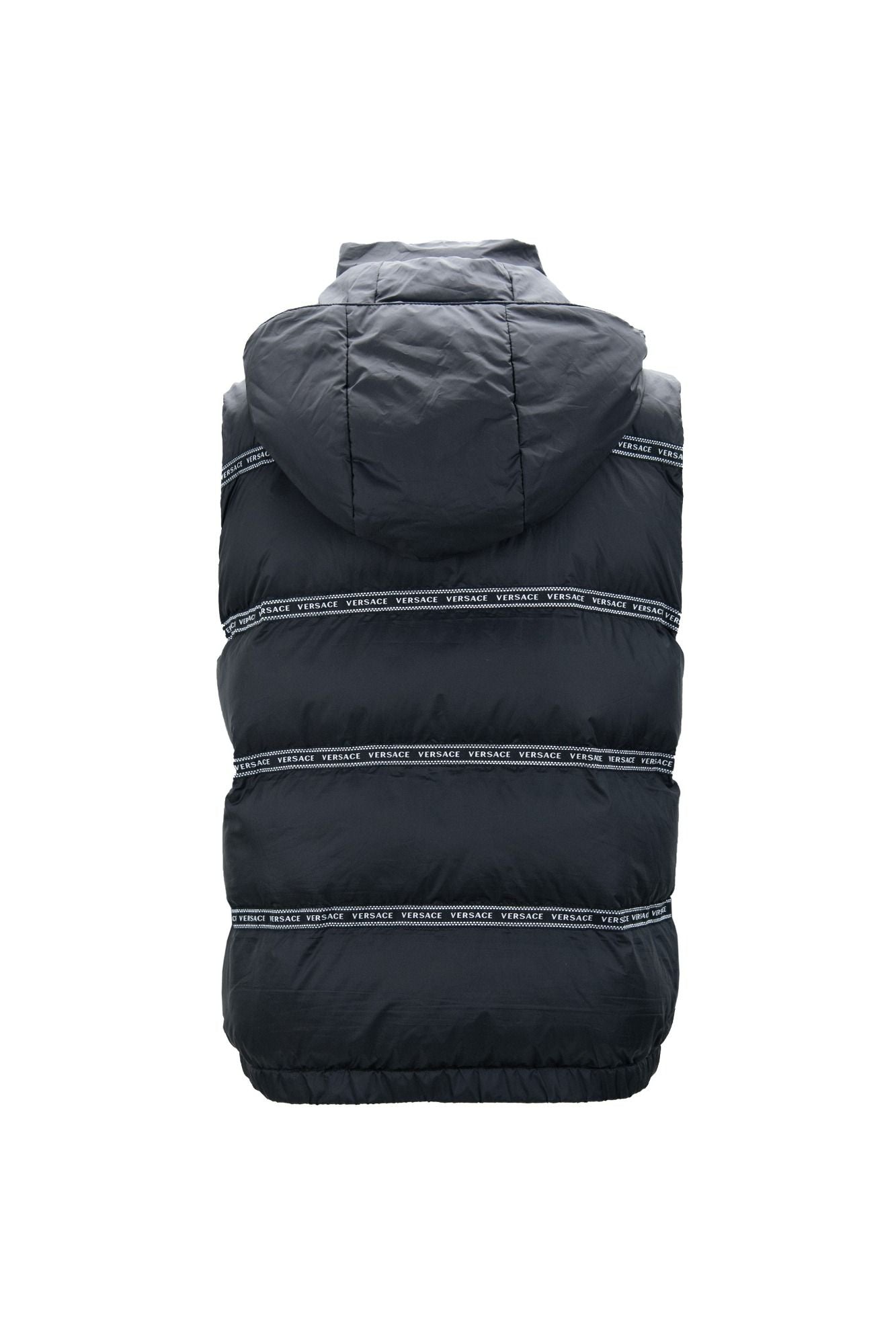- Elegant Black Logo Band Vest with Detachable Hood