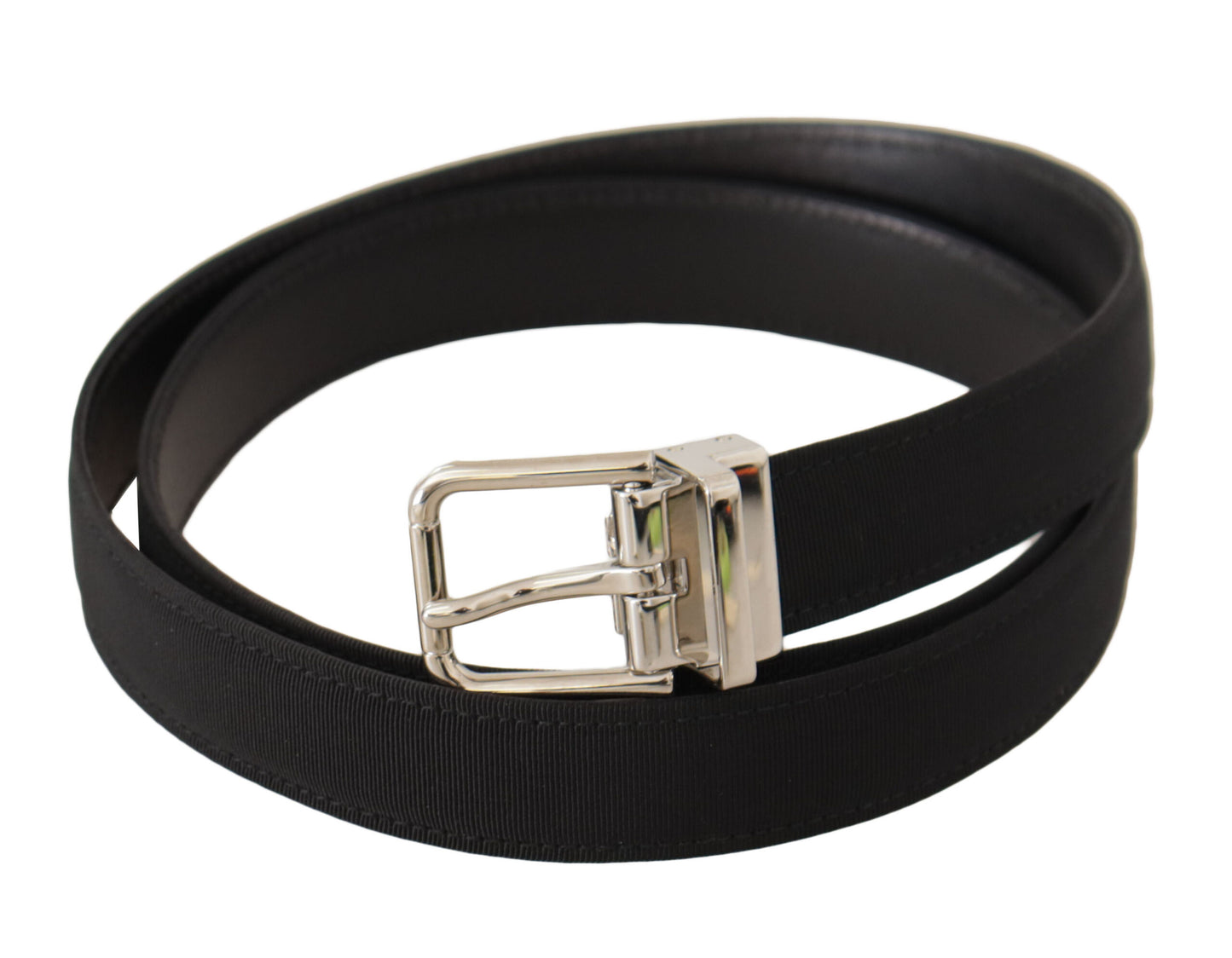 - Elegant Black Canvas and Leather Belt