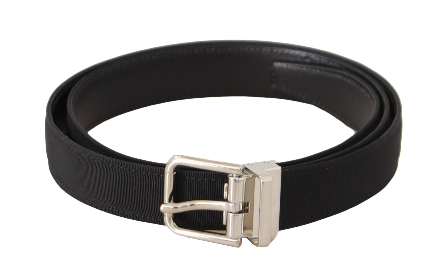 - Elegant Black Canvas and Leather Belt