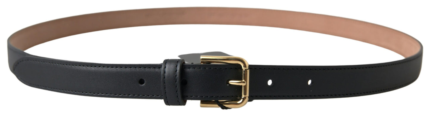 - Elegant Italian Leather Belt with Metal Buckle