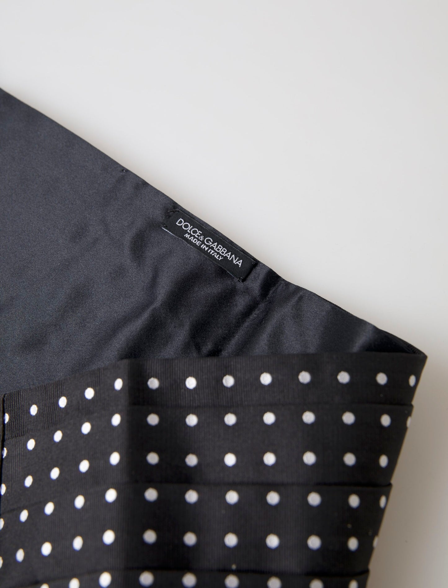 Elegant Silk Black & White Polka Dot Cummerbund by Dolce & Gabbana