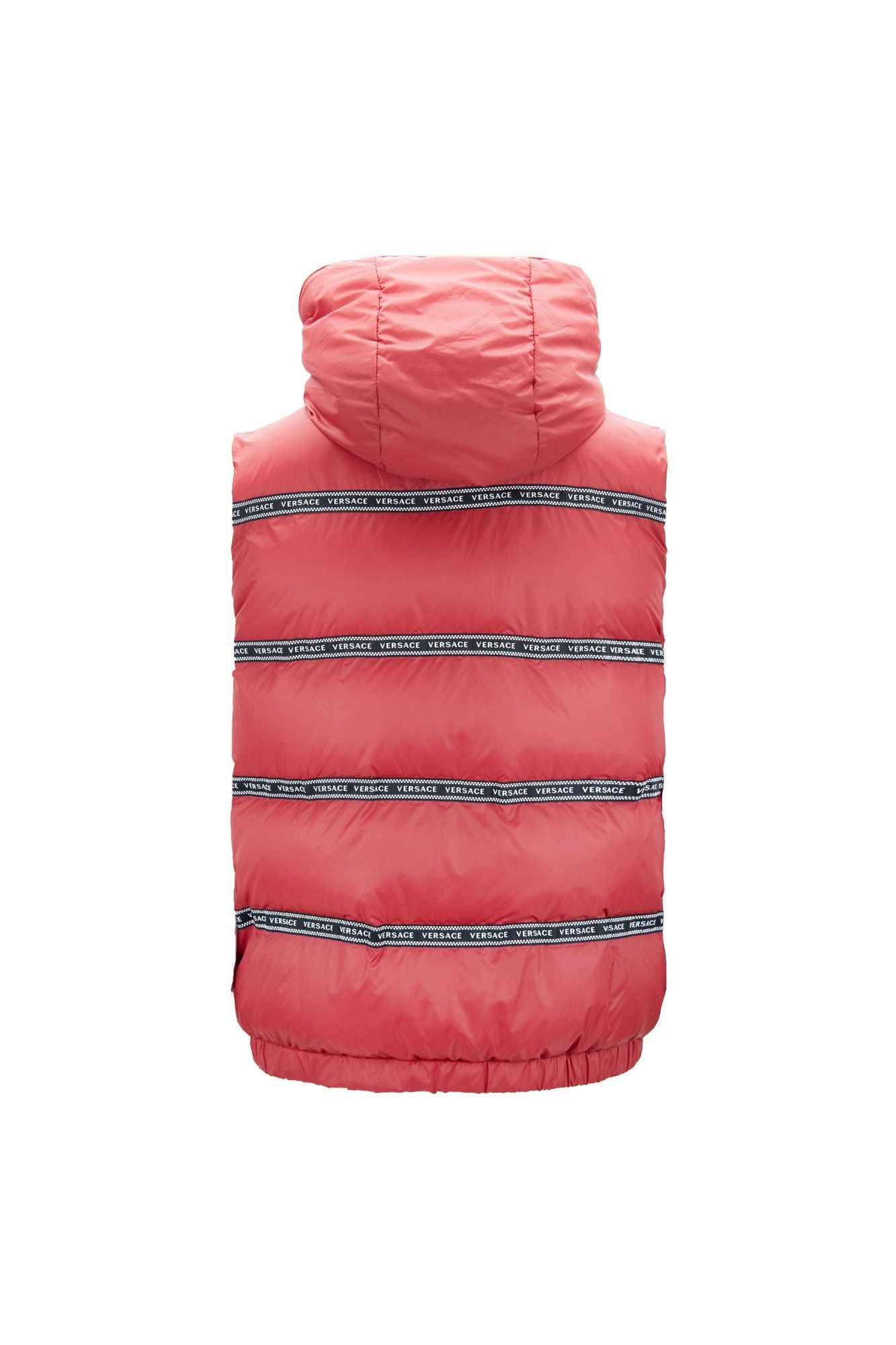 - Elegant Red Versace Logo Vest with Detachable Hood