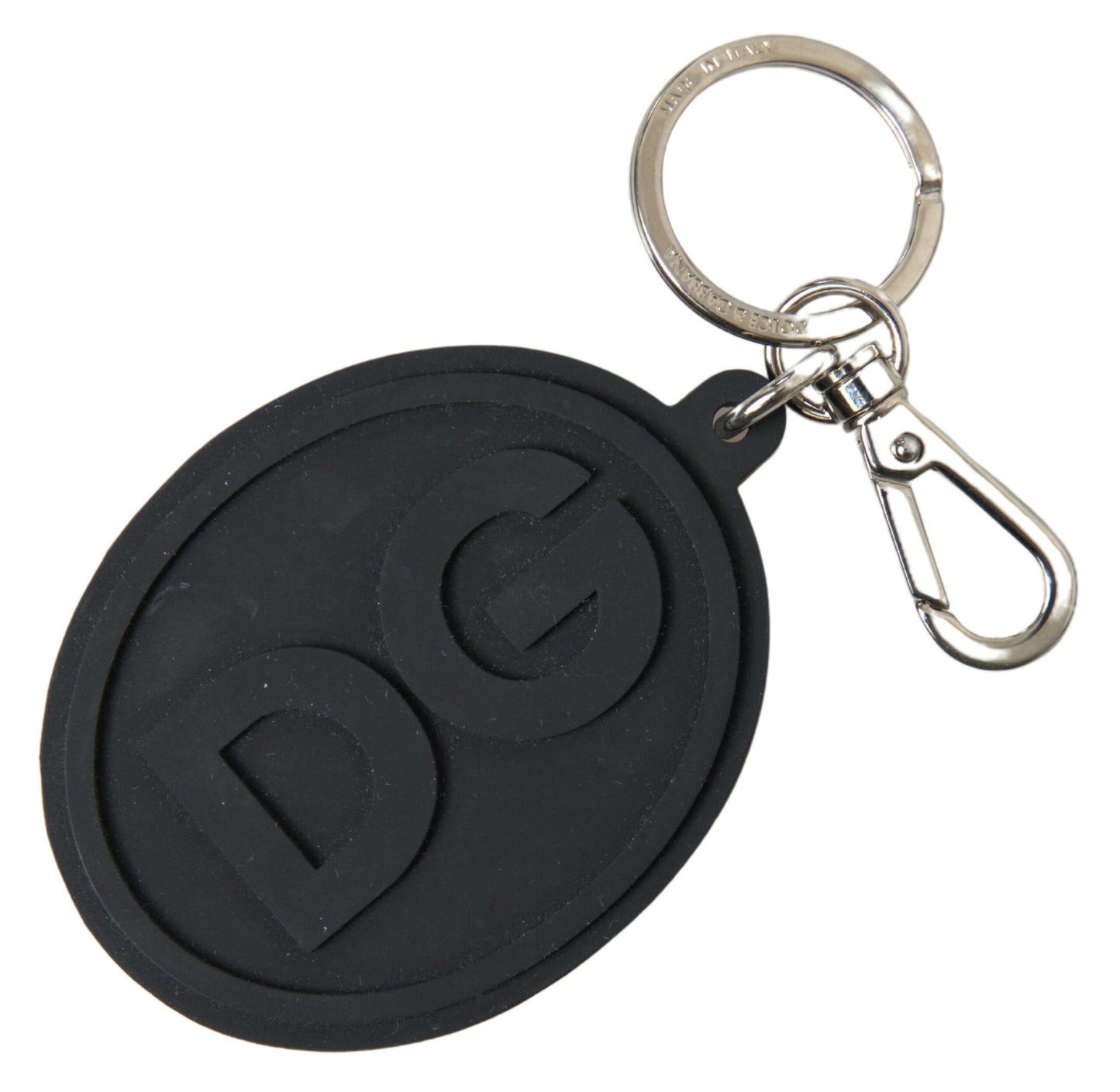 - Elegant Black Rubber and Brass Keychain