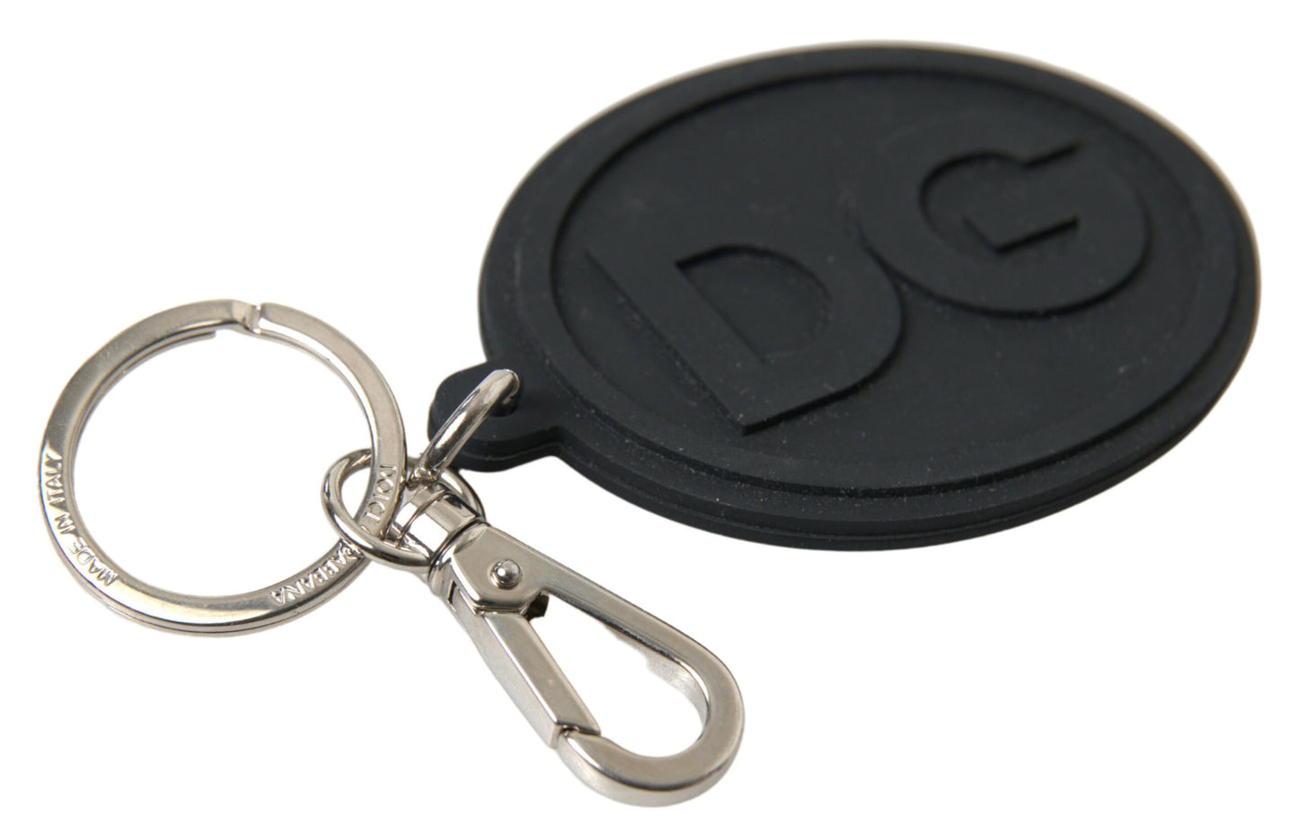 - Elegant Black Rubber and Brass Keychain