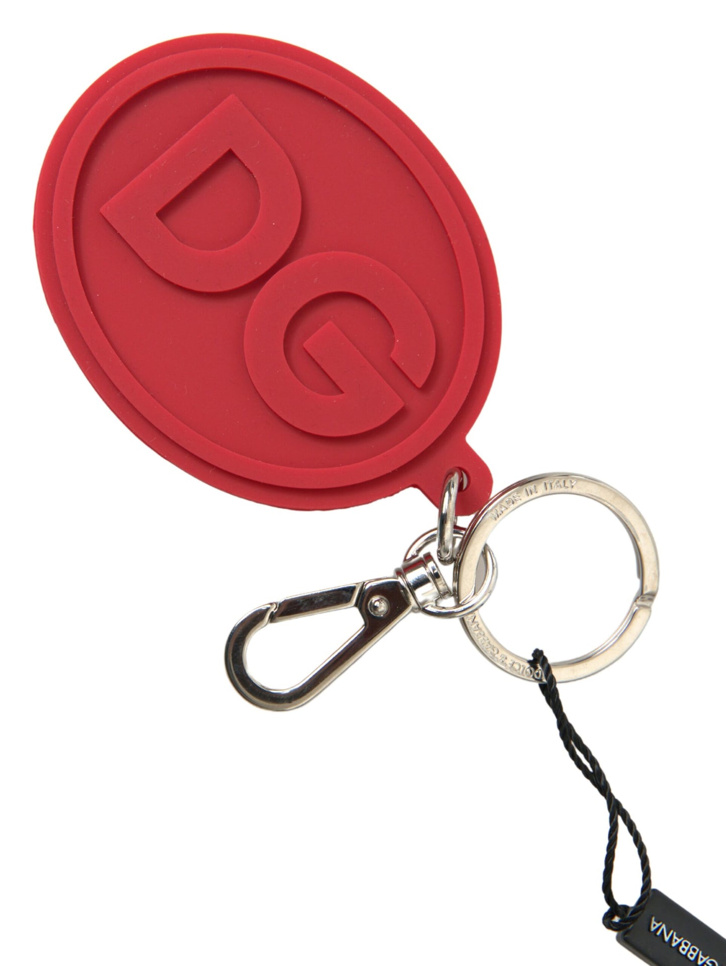 - Chic Red Rubber and Brass Designer Keychain