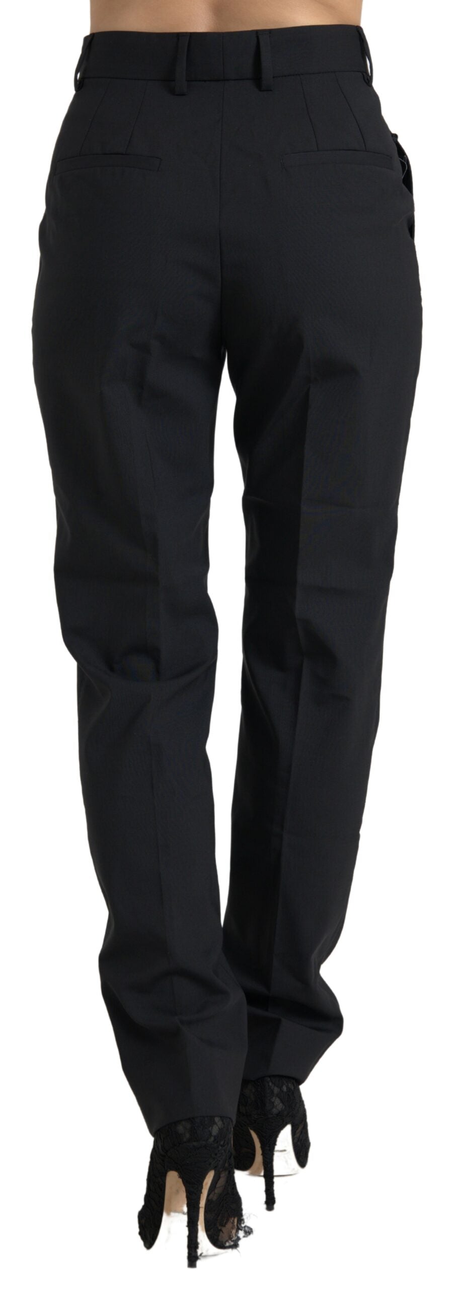 Elegant High-Waist Tapered Wool Pants by Dolce & Gabbana