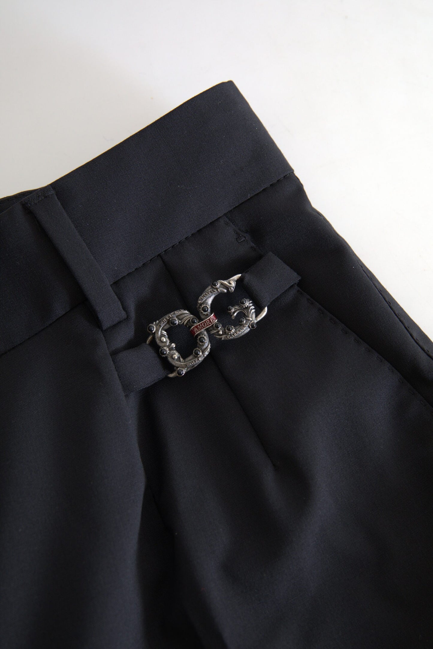 Elegant High-Waist Tapered Wool Pants by Dolce & Gabbana