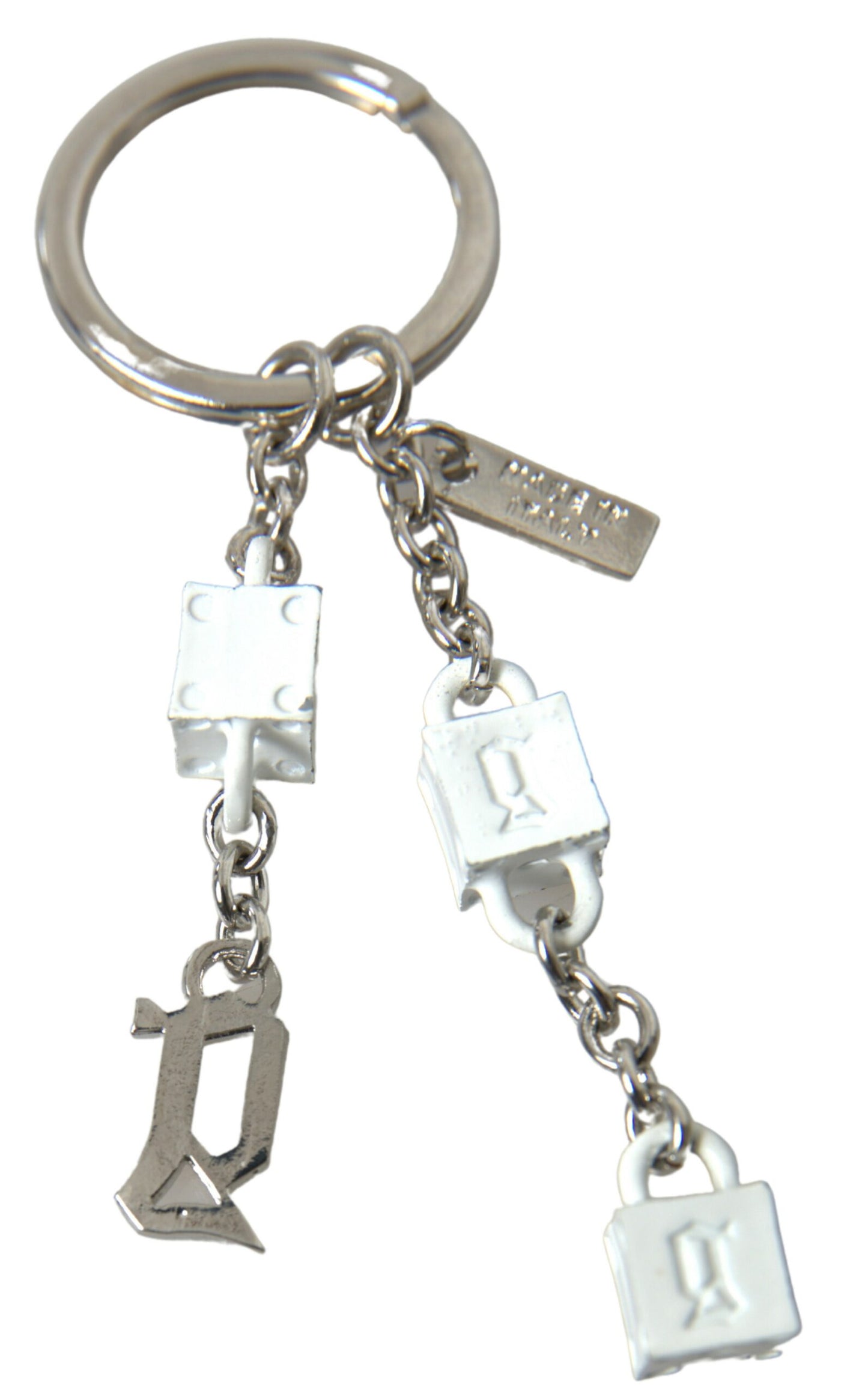- Silver Brass Logo Charm Keychain