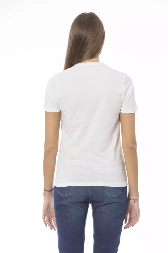 - White Cotton Women T-Shirt
