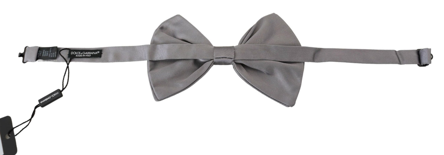 - Elegant Silver Gray Silk Bow Tie
