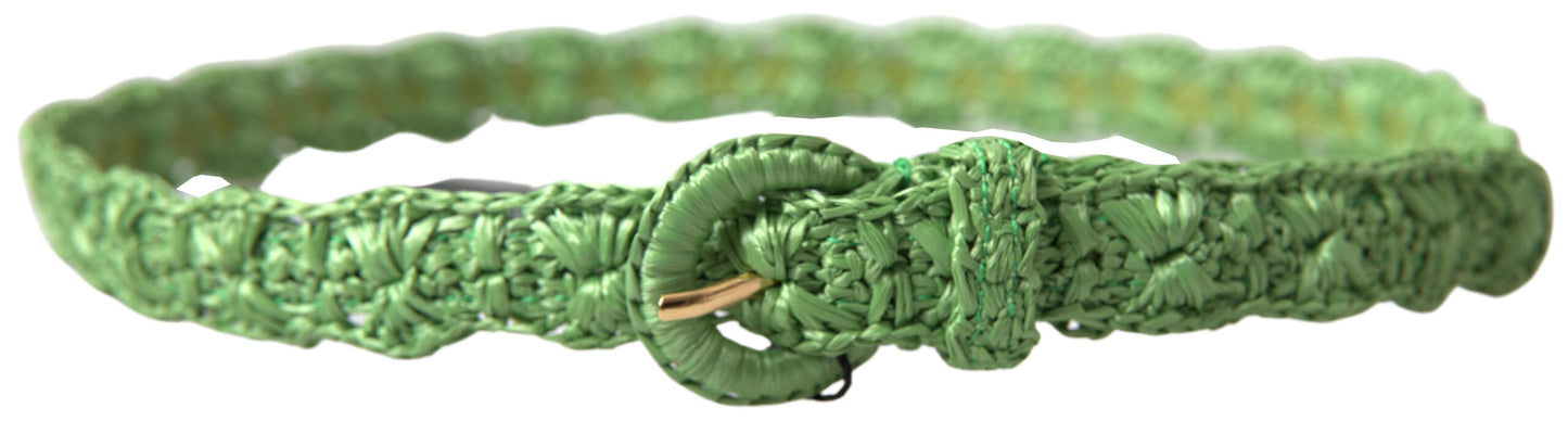 - Elegant Green Viscose Belt with Metal Buckle