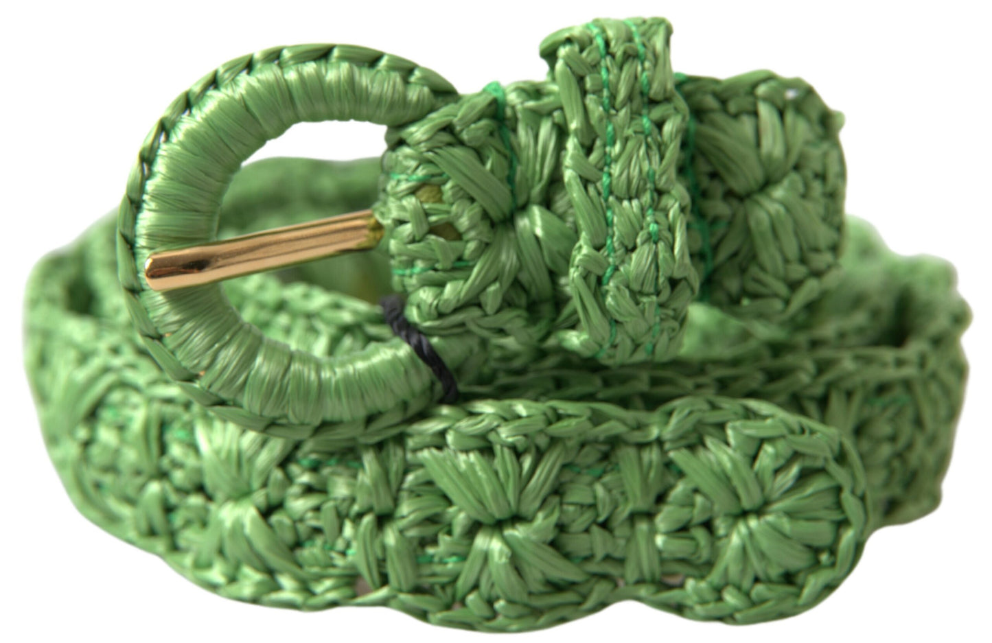 - Elegant Green Viscose Belt with Metal Buckle