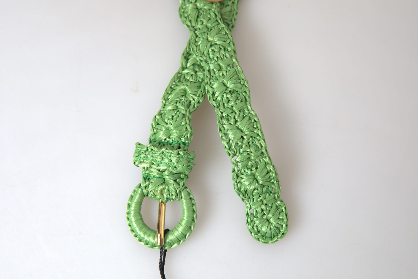 - Elegant Green Viscose Belt with Metal Buckle