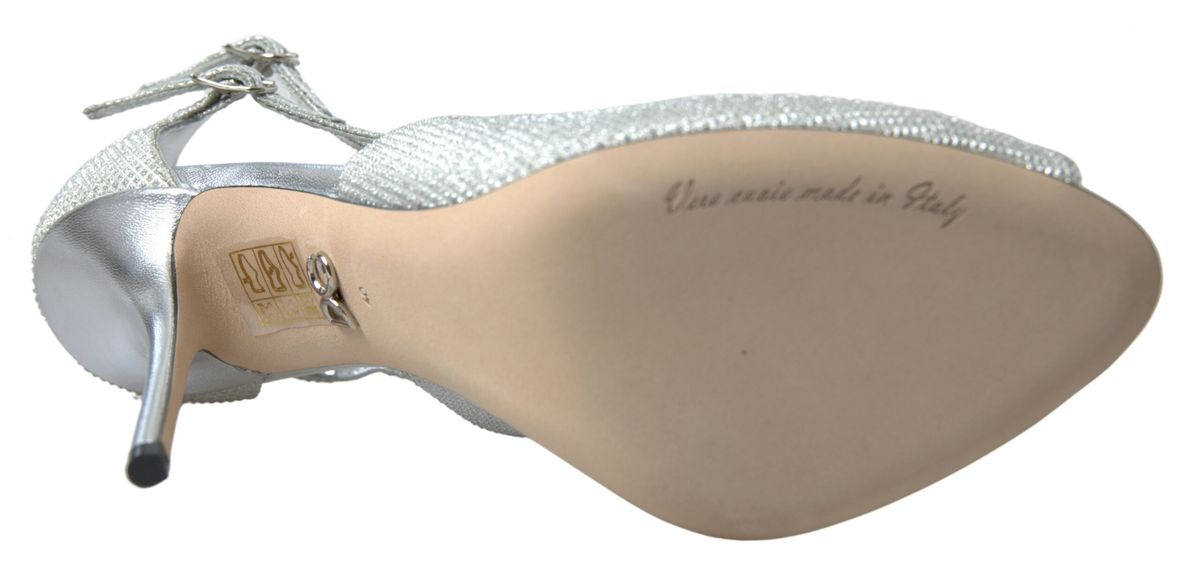 - Elegant Shimmering Silver High-Heeled Sandals