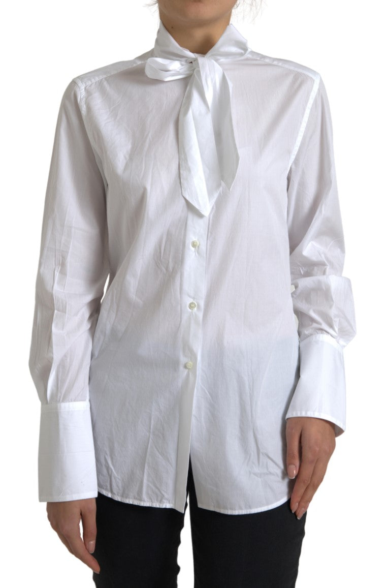 - Elegant White Cotton Long Sleeve Shirt