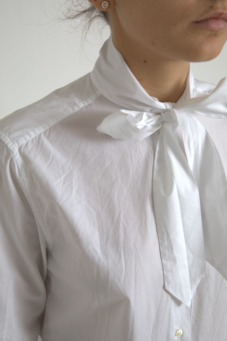- Elegant White Cotton Long Sleeve Shirt