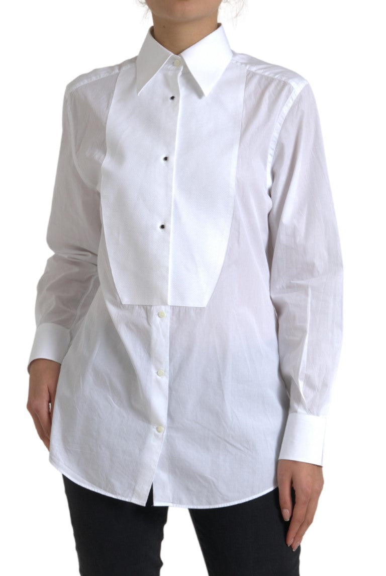 - Elegant White Cotton Poplin Dress Shirt