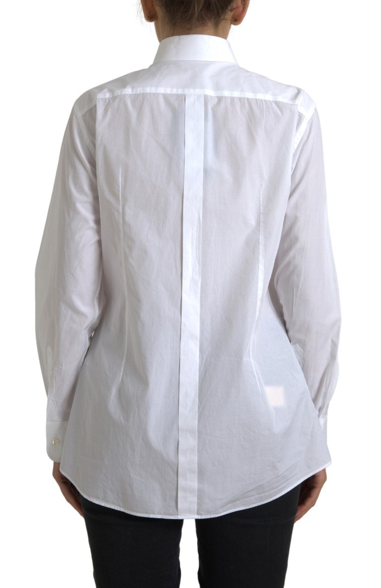 - Elegant White Cotton Poplin Dress Shirt
