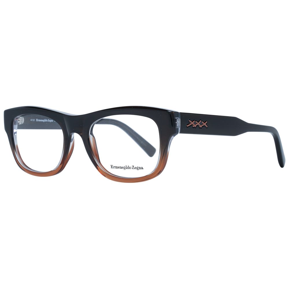 Ermenegildo Zegna Brown Men’s Optical Frames – Rectangle Design, 53mm