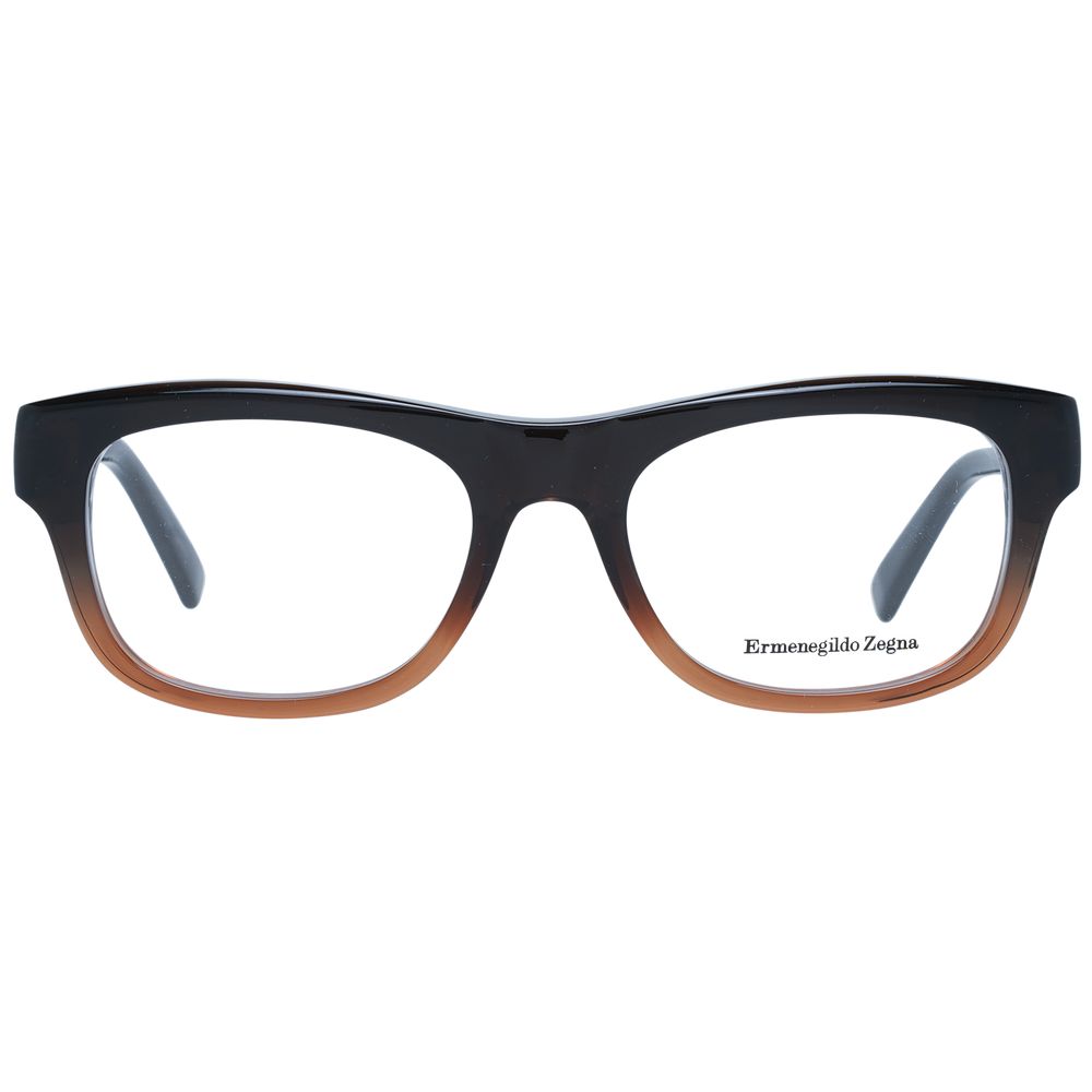 Ermenegildo Zegna Brown Men’s Optical Frames – Rectangle Design, 53mm