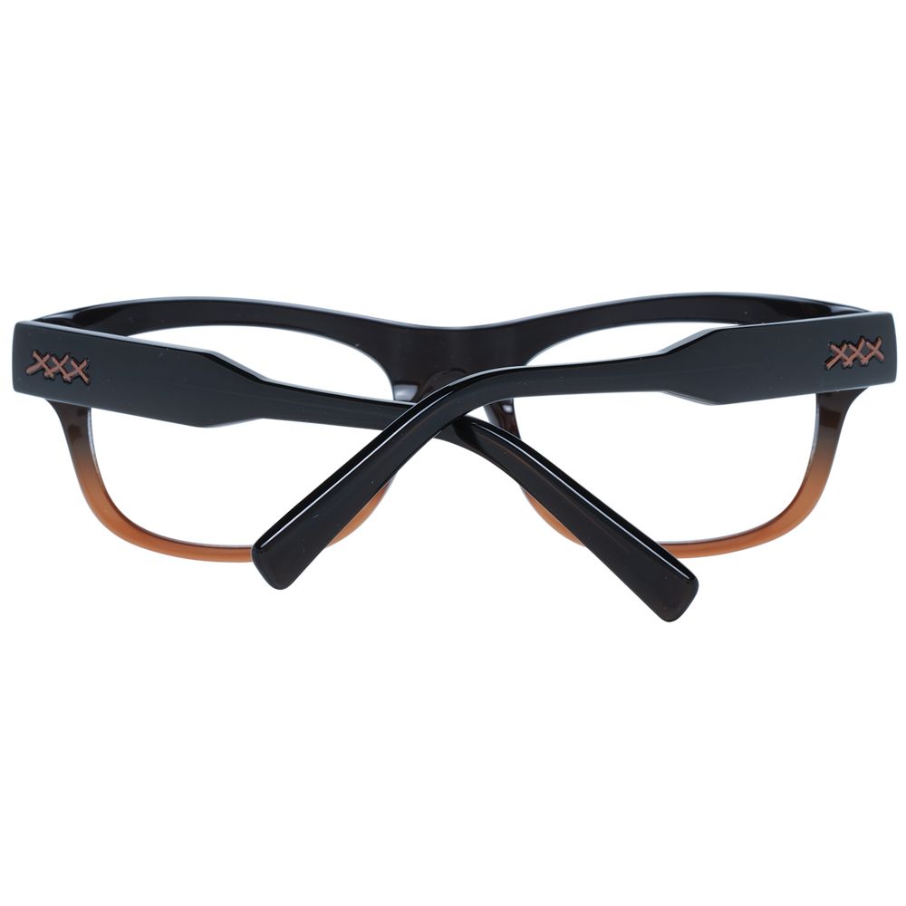 Ermenegildo Zegna Brown Men’s Optical Frames – Rectangle Design, 53mm