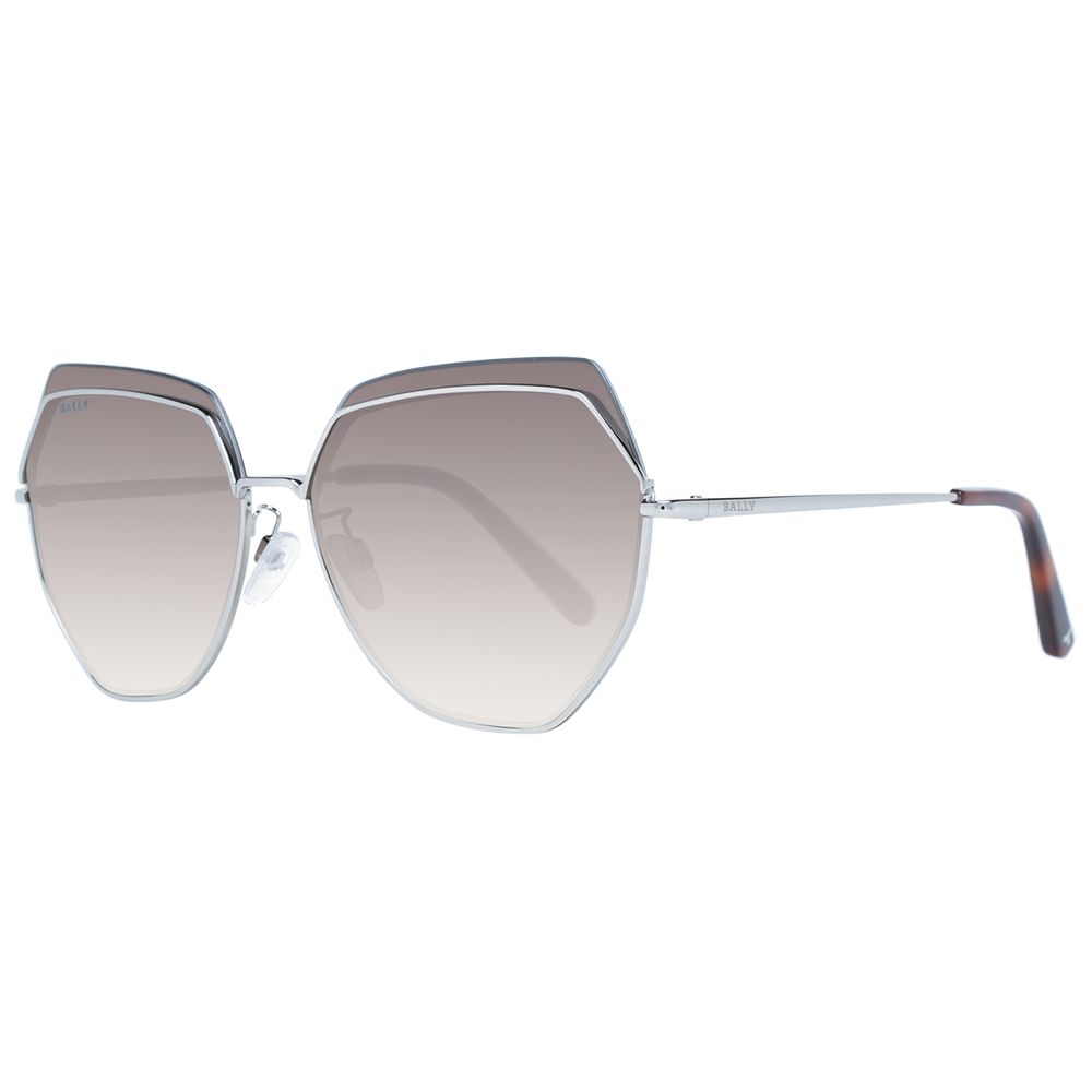 Bally Women’s Sunglasses – Silver Trapezium Frame with Multicolour Gradient Lenses, 61mm