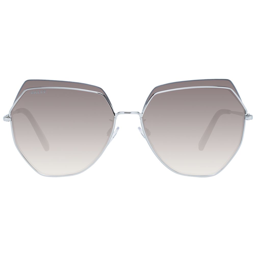 Bally Women’s Sunglasses – Silver Trapezium Frame with Multicolour Gradient Lenses, 61mm