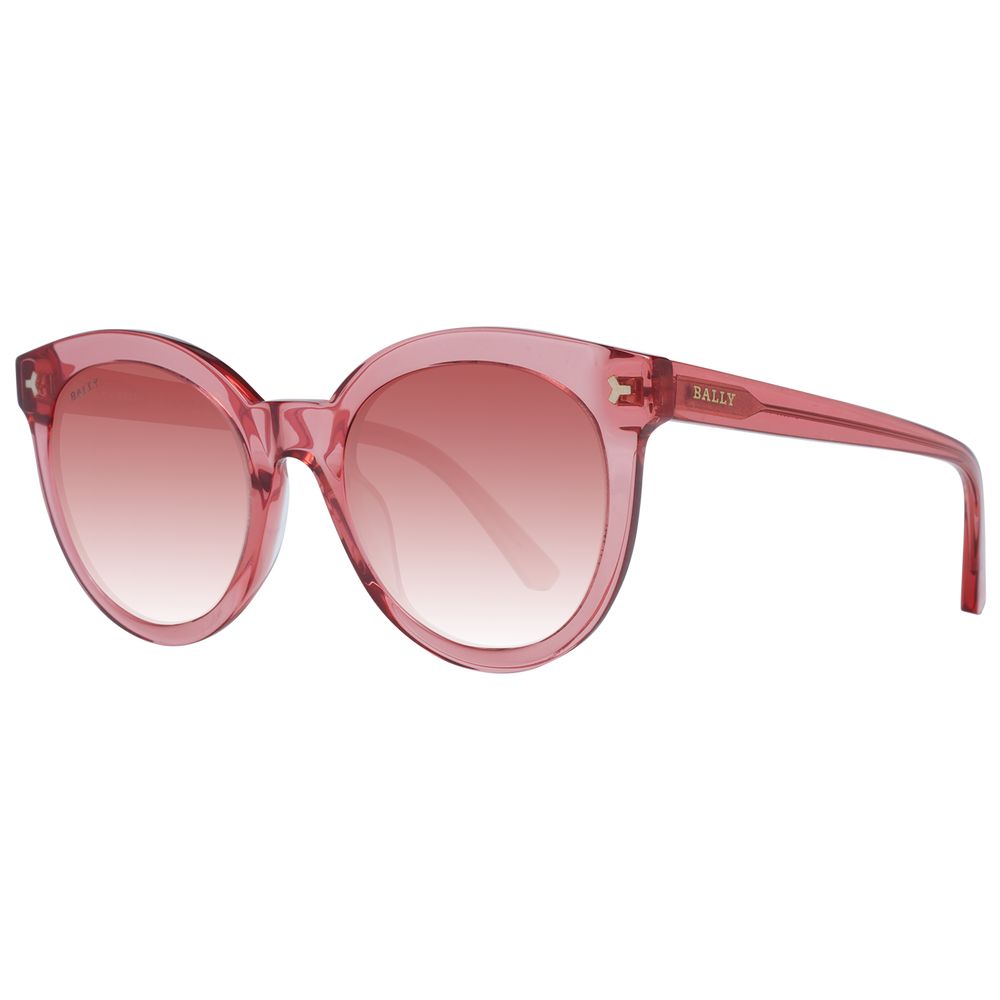 Bally Women’s Sunglasses – Red Round Frame with Burgundy Gradient Lenses, 52mm