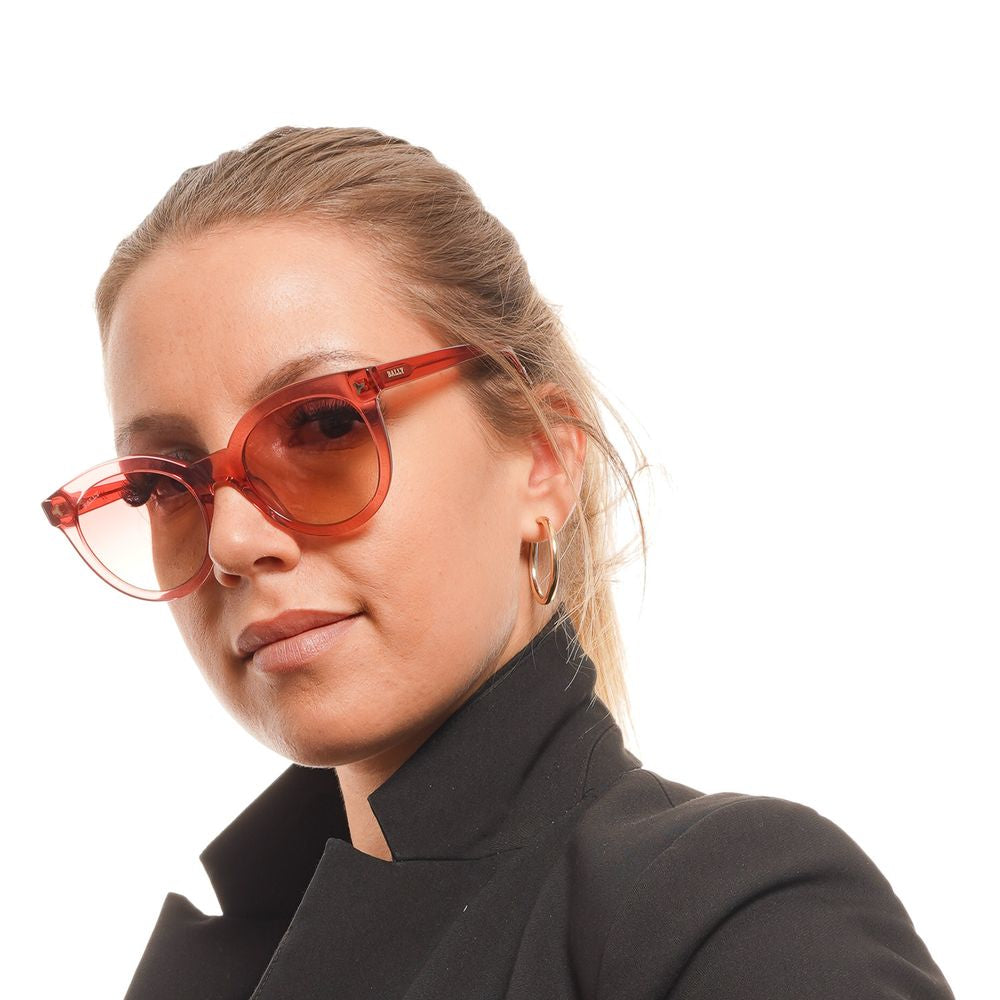 Bally Women’s Sunglasses – Red Round Frame with Burgundy Gradient Lenses, 52mm