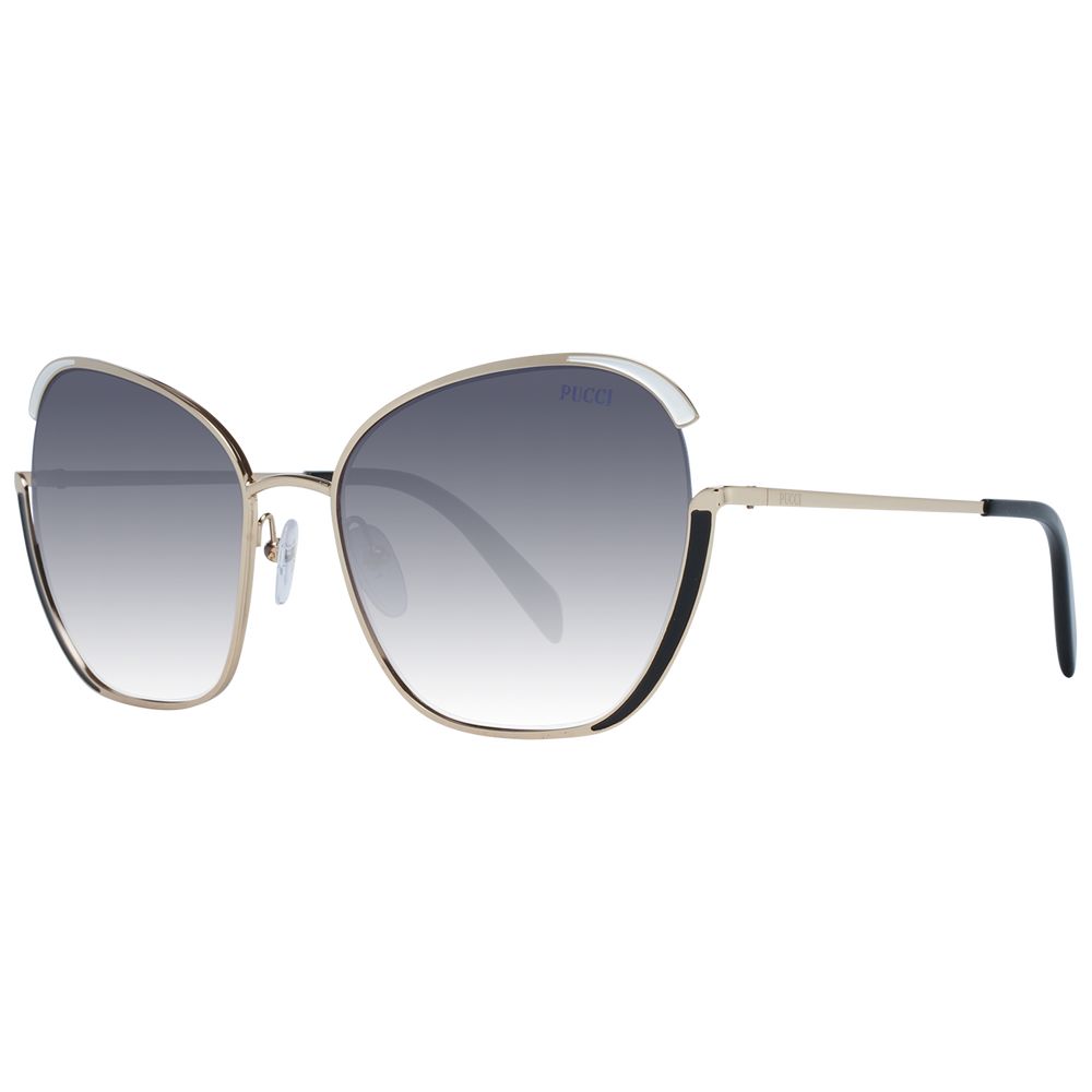 Emilio Pucci Women’s Sunglasses – Gold Butterfly Frame with Grey Mirrored Lenses, 58mm