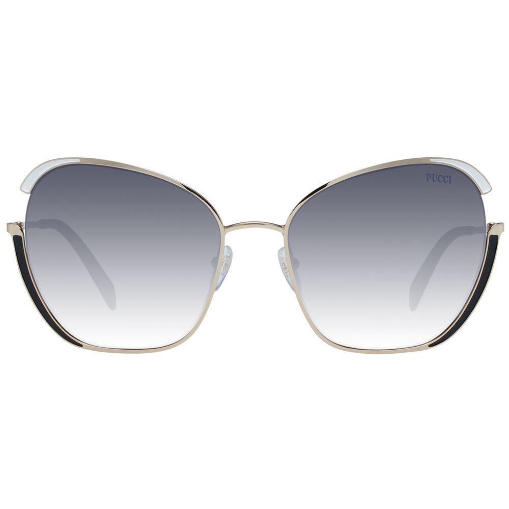 Emilio Pucci Women’s Sunglasses – Gold Butterfly Frame with Grey Mirrored Lenses, 58mm
