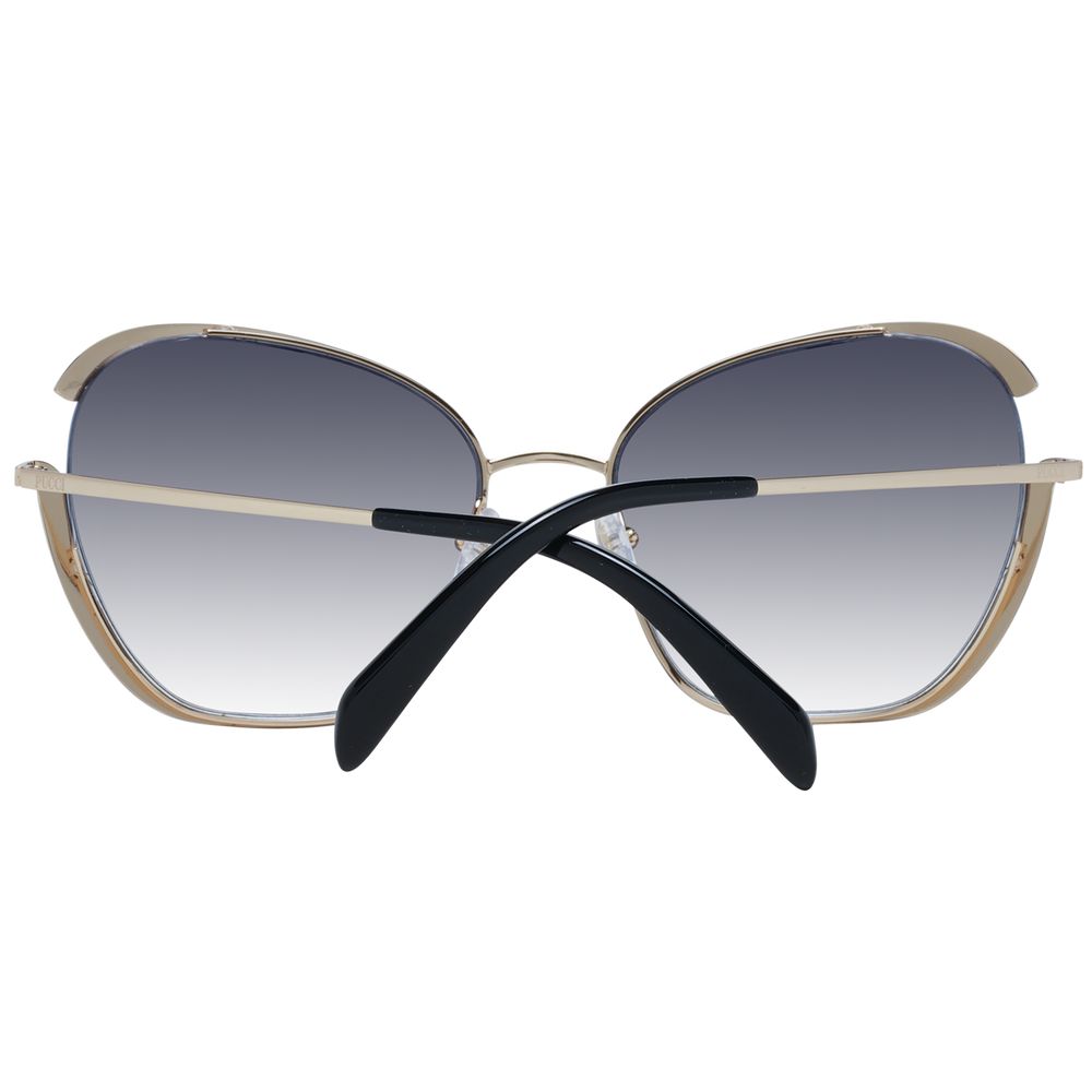 Emilio Pucci Women’s Sunglasses – Gold Butterfly Frame with Grey Mirrored Lenses, 58mm