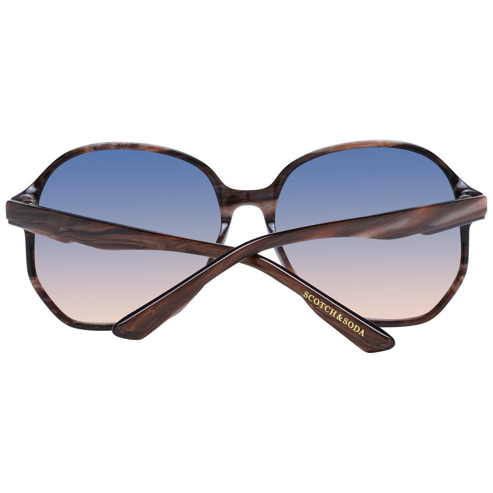 Scotch & Soda Women's Brown Designer Sunglasses – Butterfly Style with Multicolour Gradient Lenses, 57mm