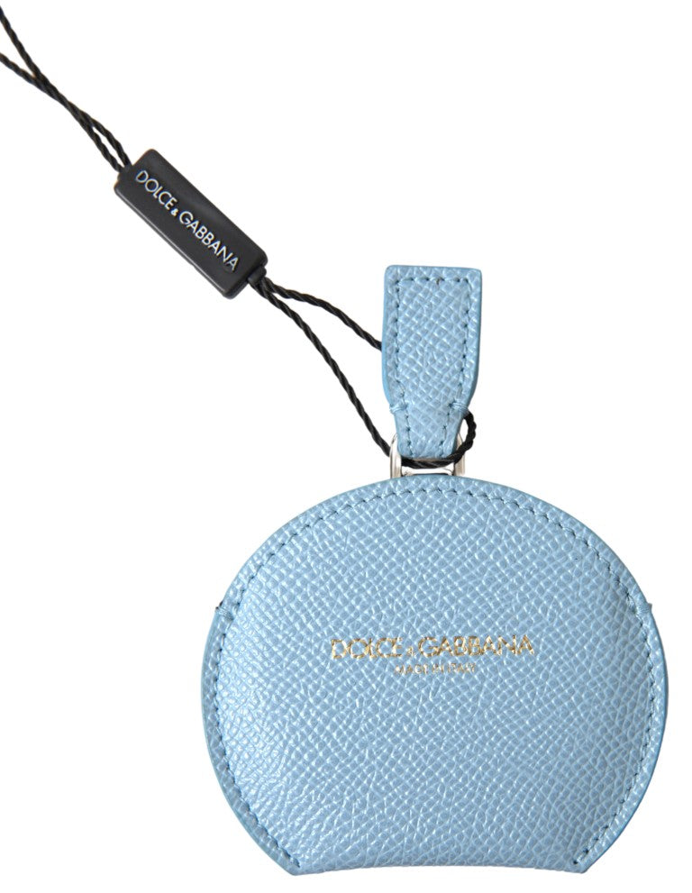 - Elegant Leather Mirror Holder in Light Blue