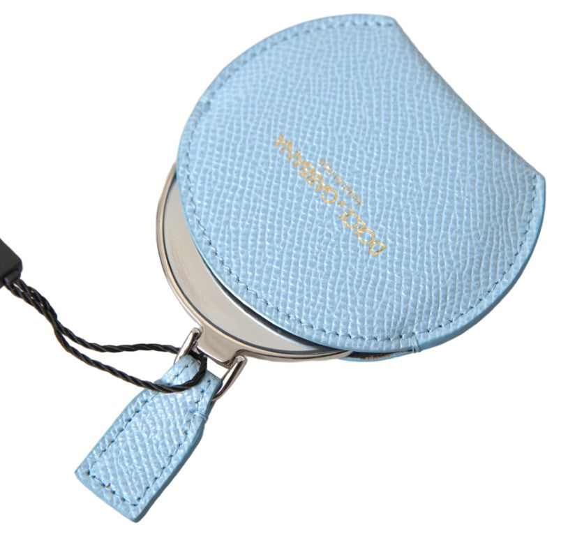 - Elegant Leather Mirror Holder in Light Blue