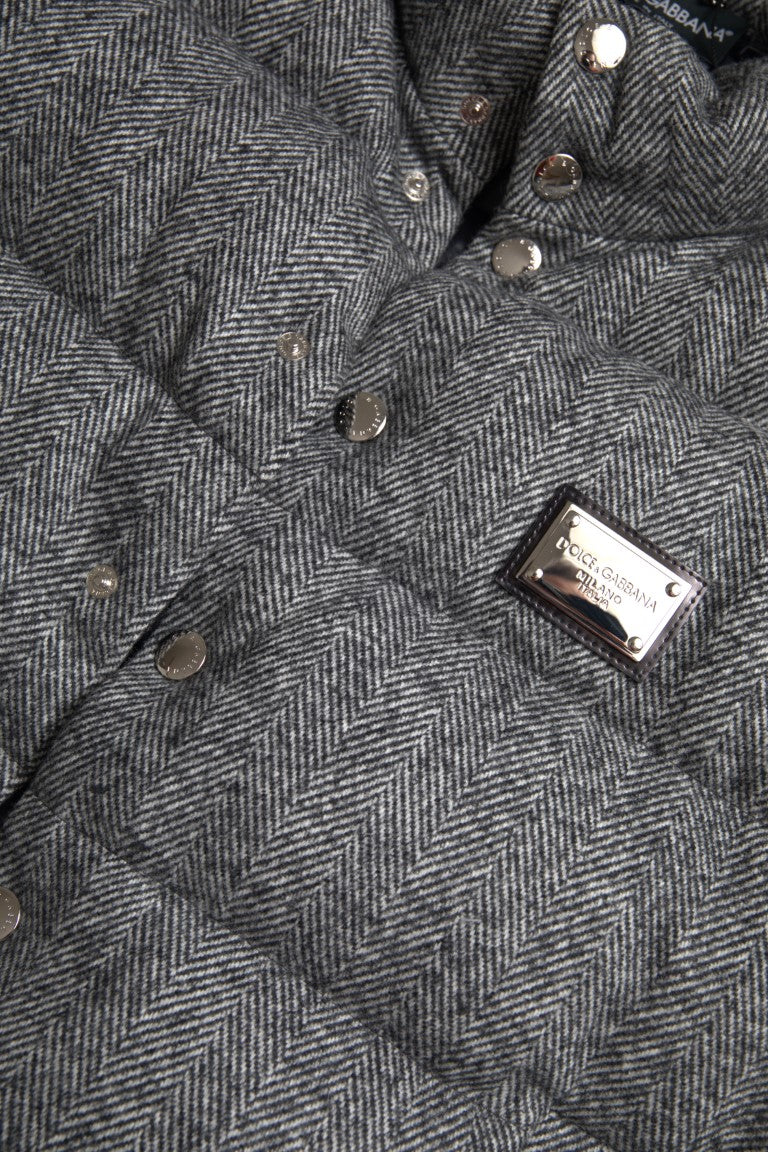 Dolce & Gabbana Elegant Chevron Knit Wool Blend Vest Jacket - Gray - IT56 | XL