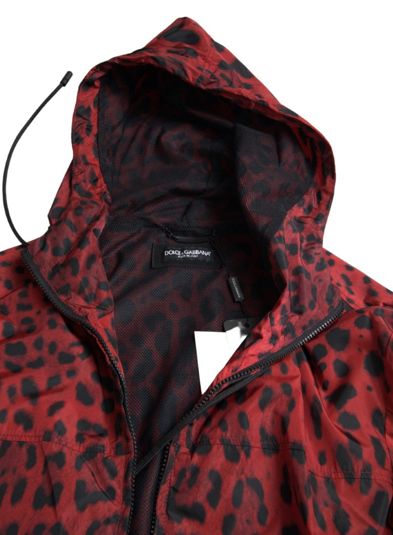- Red Leopard Hooded Bomber Jacket