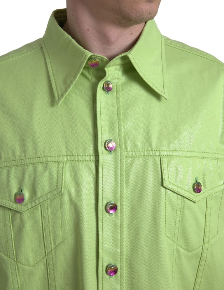 - Elegant Light Green Cotton Button Down Shirt