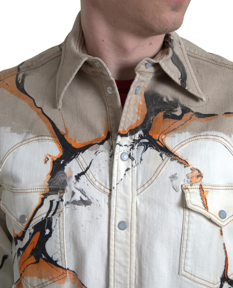 - Multicolor Cotton Stretch Denim Shirt