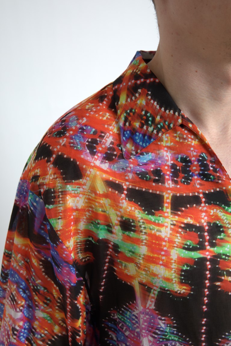 - Multicolor Luminarie Print Cotton Polo Shirt