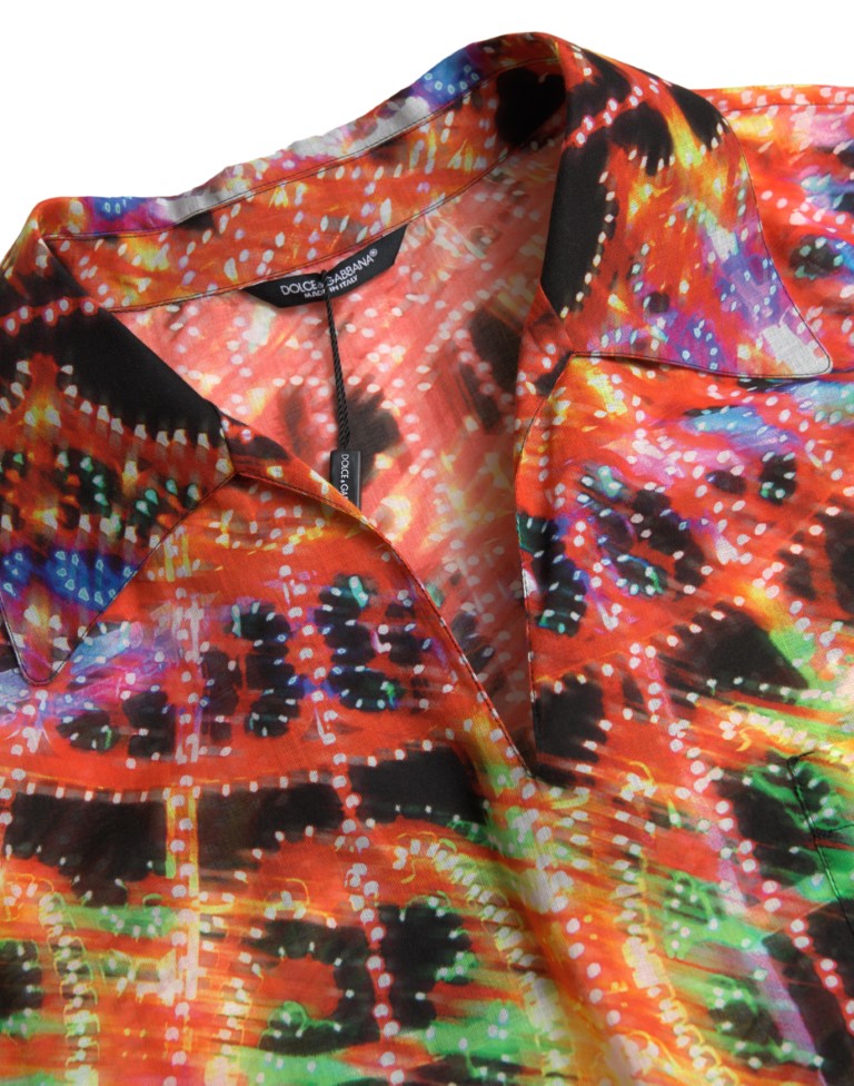 - Multicolor Luminarie Print Cotton Polo Shirt