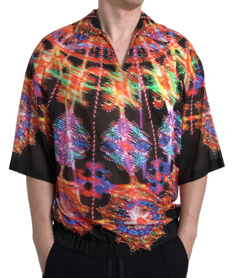 - Multicolor Luminarie Print Cotton Polo Shirt